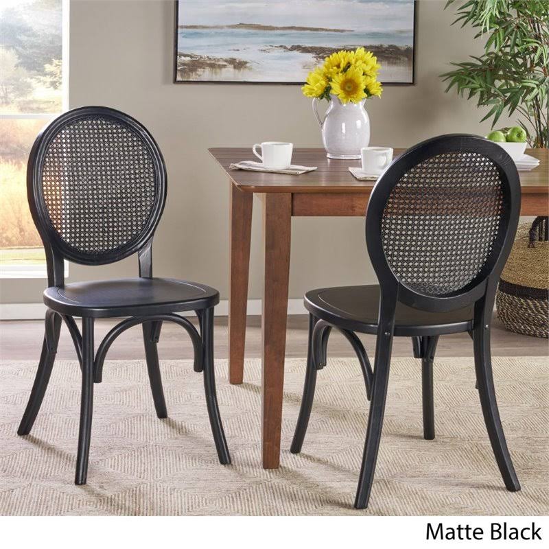 Matte Black Elm Wood Dining Chair Set of 2 U565