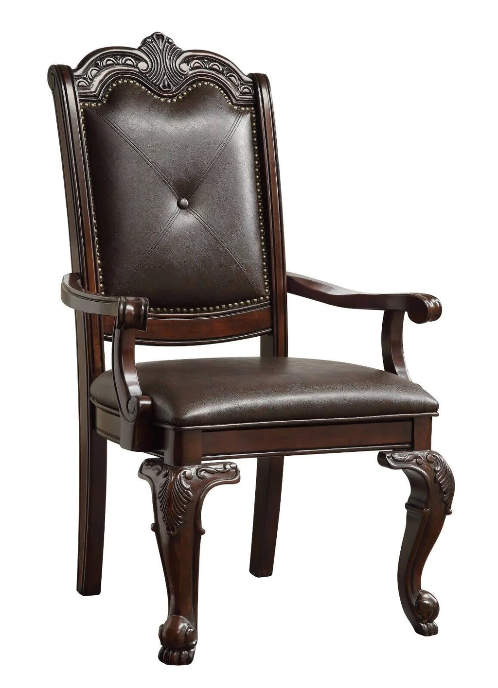 4pc Brown Fabric Upholstered Wood Dining Chairs X493