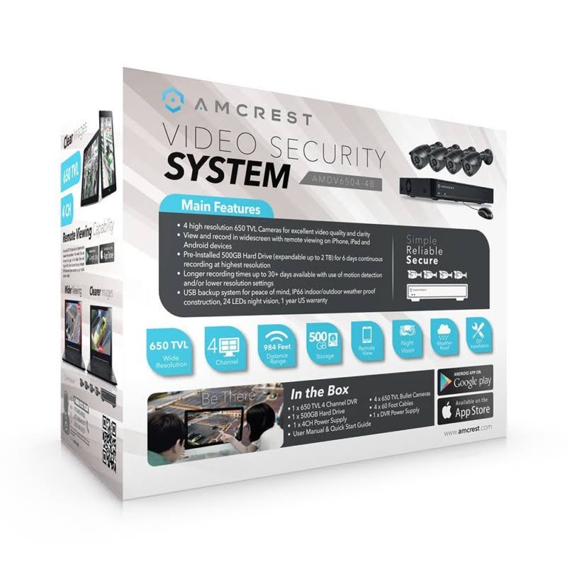 4-Channel 650TVL DVR Security System with 4 Weatherproof Bullet Cameras G958743