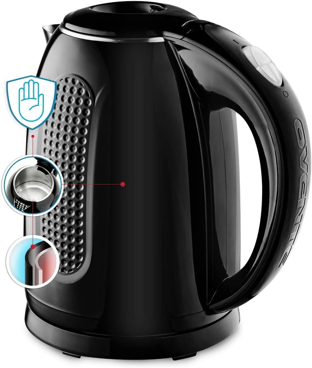 Portable Electric Kettle 1.7 Liter Double Wall Stainless Steel Black S46327