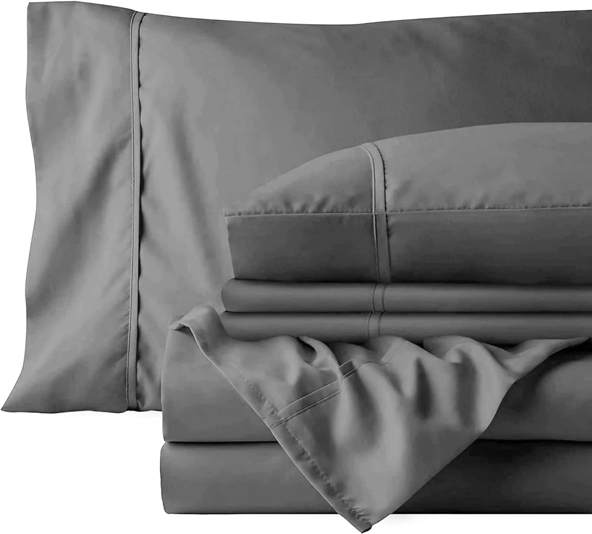 Gray 4 Pcs King Size Cotton Bed Sheets E8221