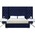 Navy Velvet King Bed Q21825