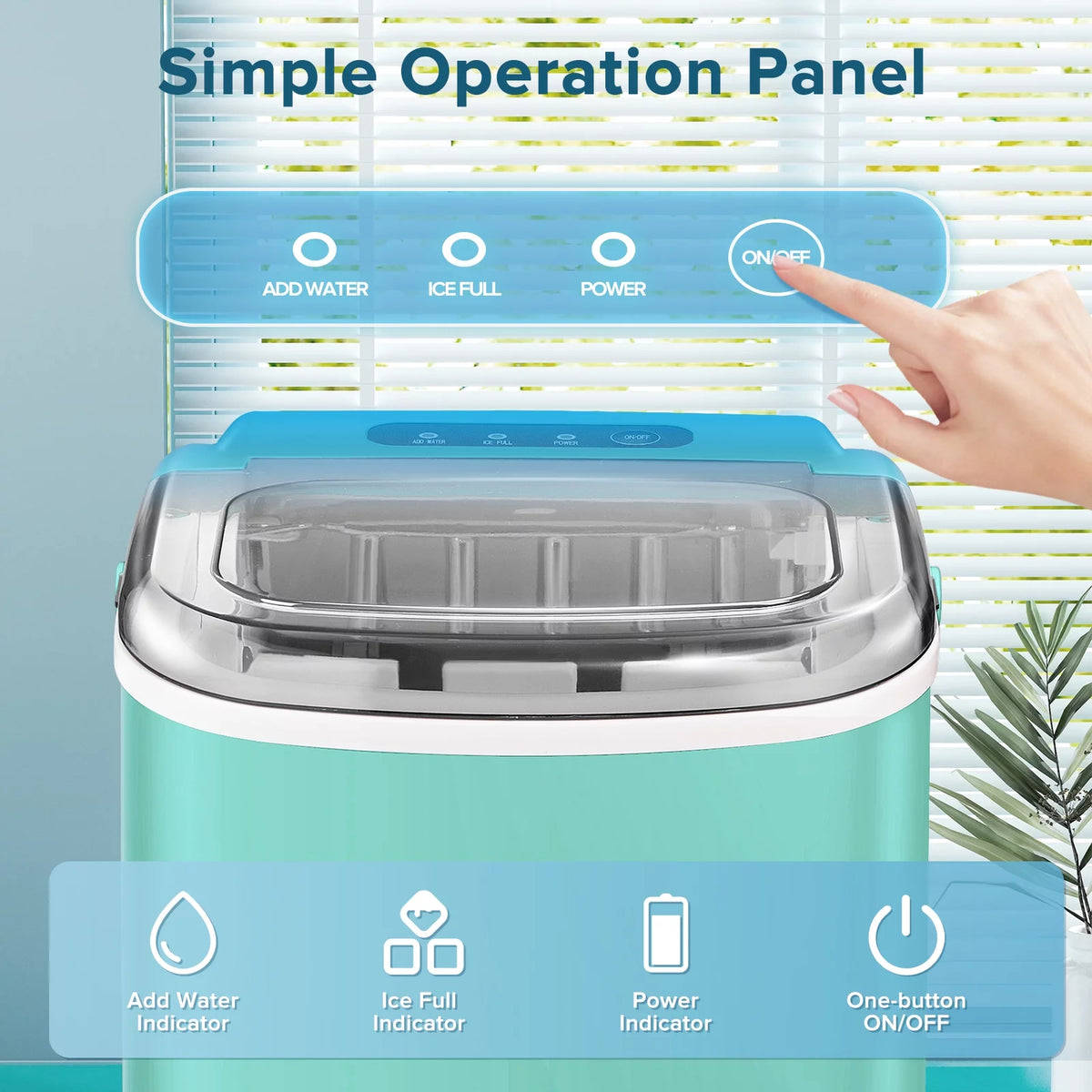 Countertop Ice Maker 9 Bullet Ice Cubes 26lbs/24H with Scoop & Basket S533680