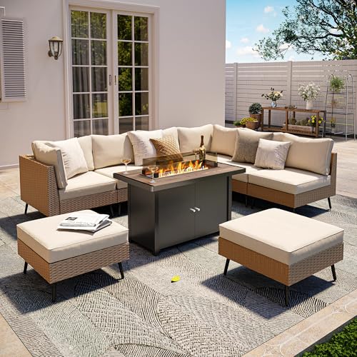 8 Piece PE Rattan Wicker Outdoor Sectional Sofa Set with Cushions M51127