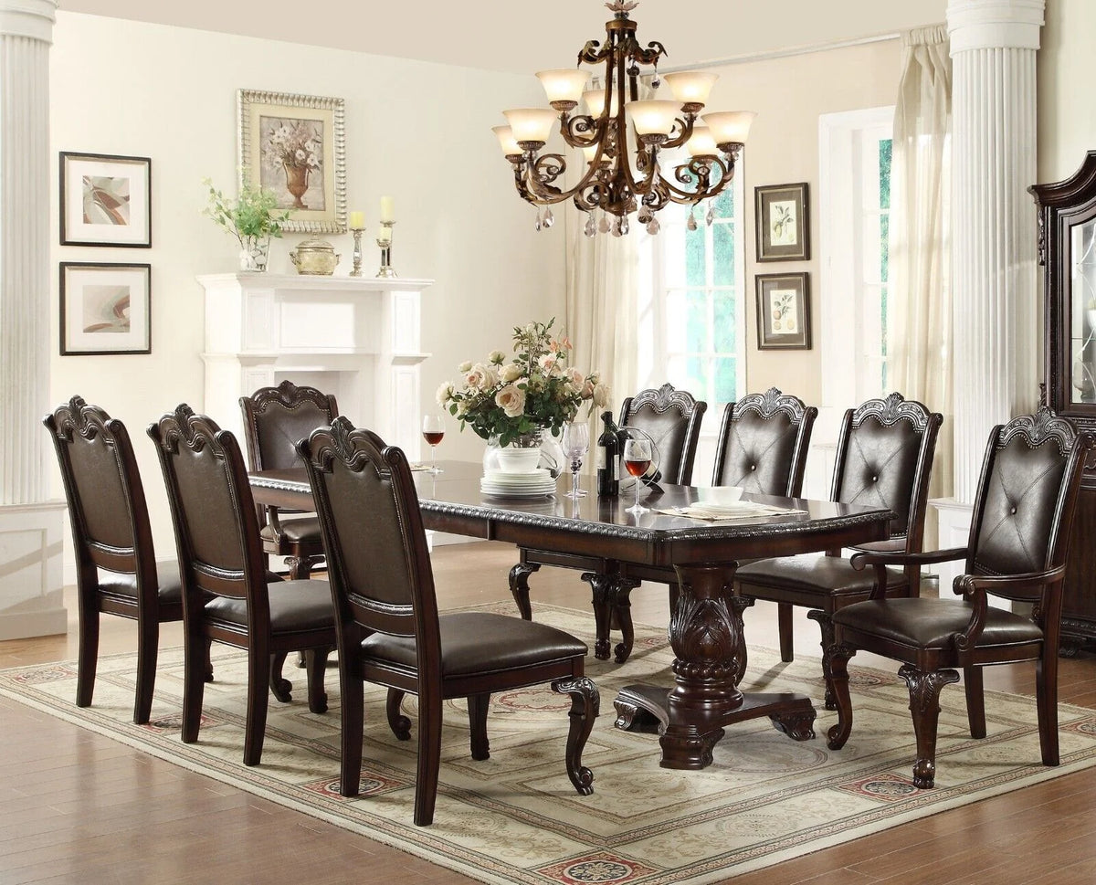 4pc Brown Fabric Upholstered Wood Dining Chairs X493