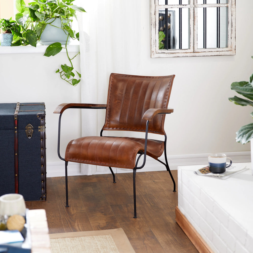Brown Leather Accent Chair A2211