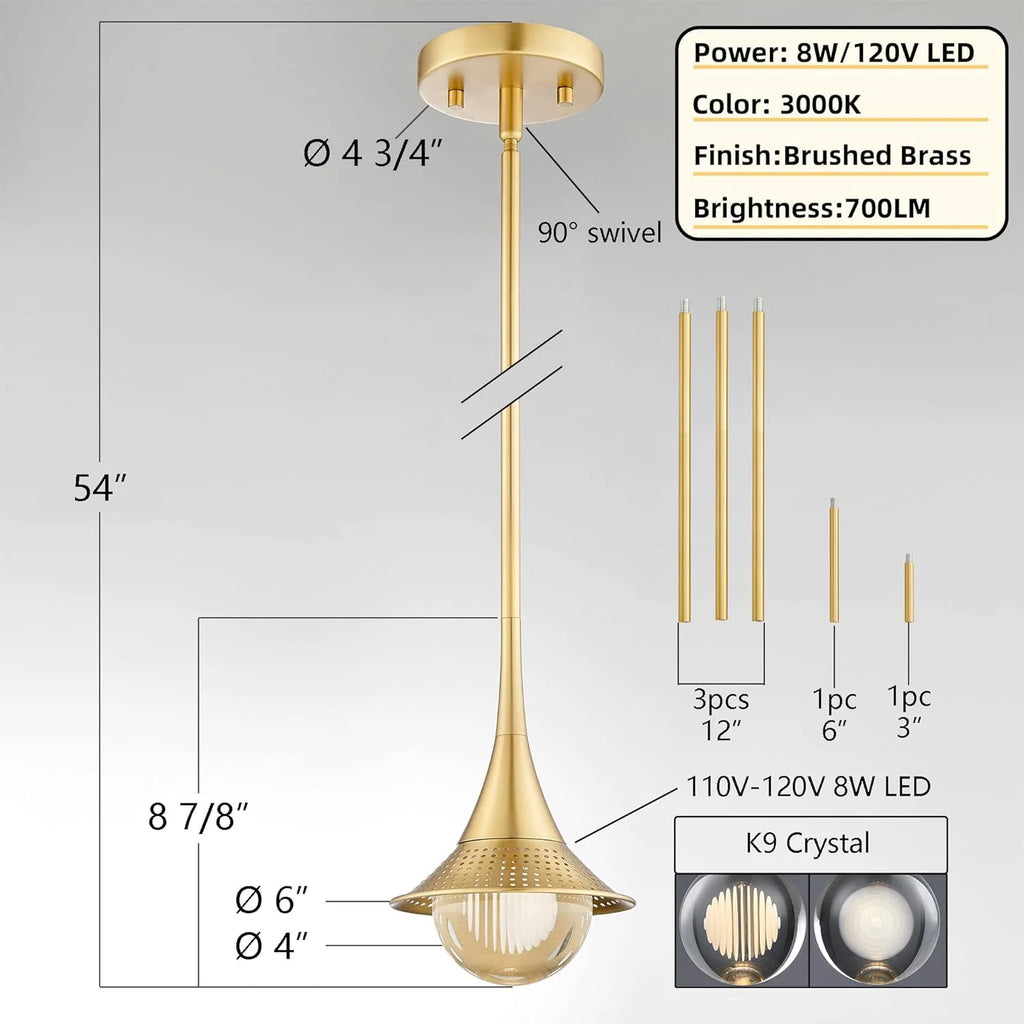 Gold Crystal Pendant Lights with Shade I339347