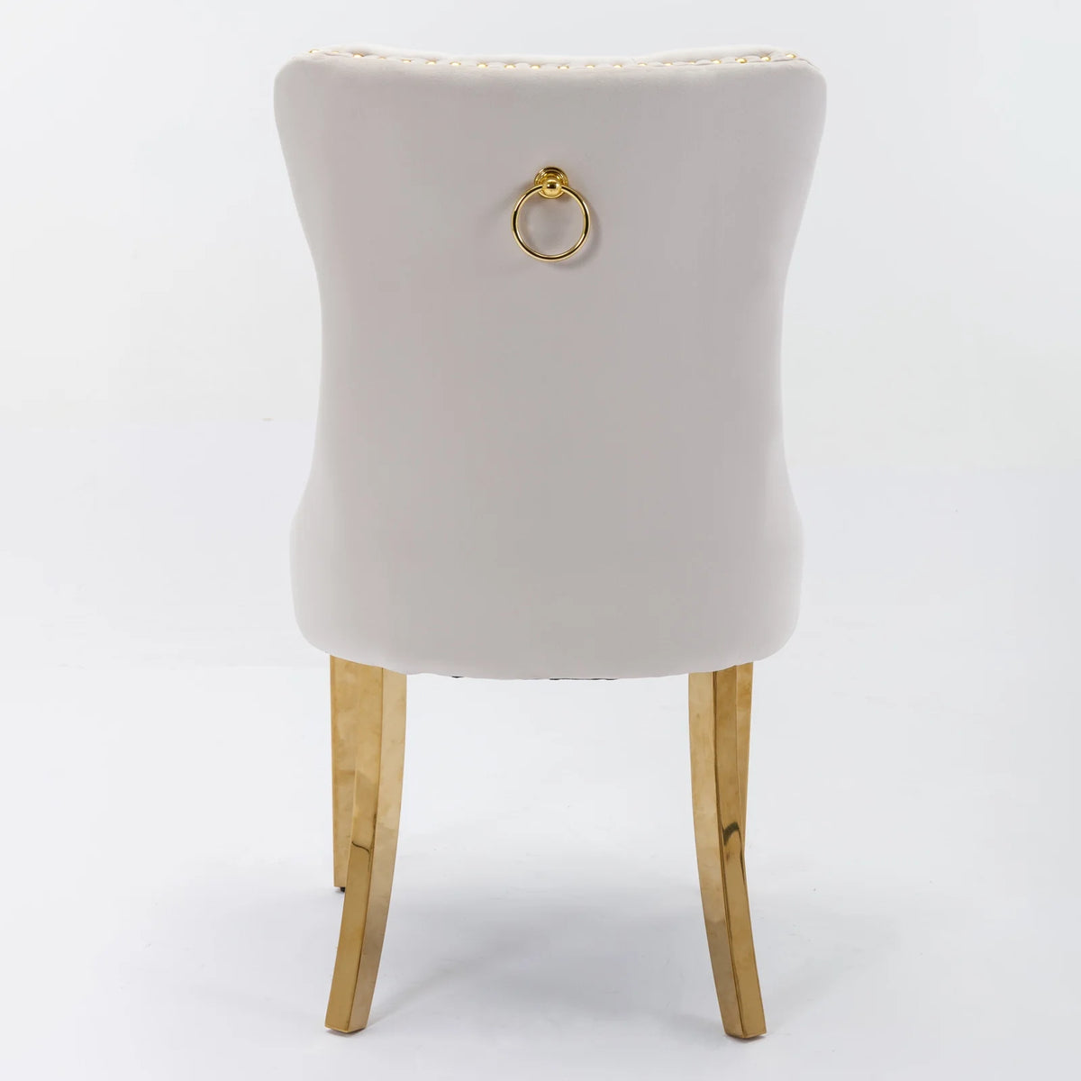 Beige Velvet Dining Chair Set of 2 with Gold Legs E914484