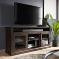 Light Gray Electric Fireplace TV Stand with Open Storage Shelves & Cabinets D584155