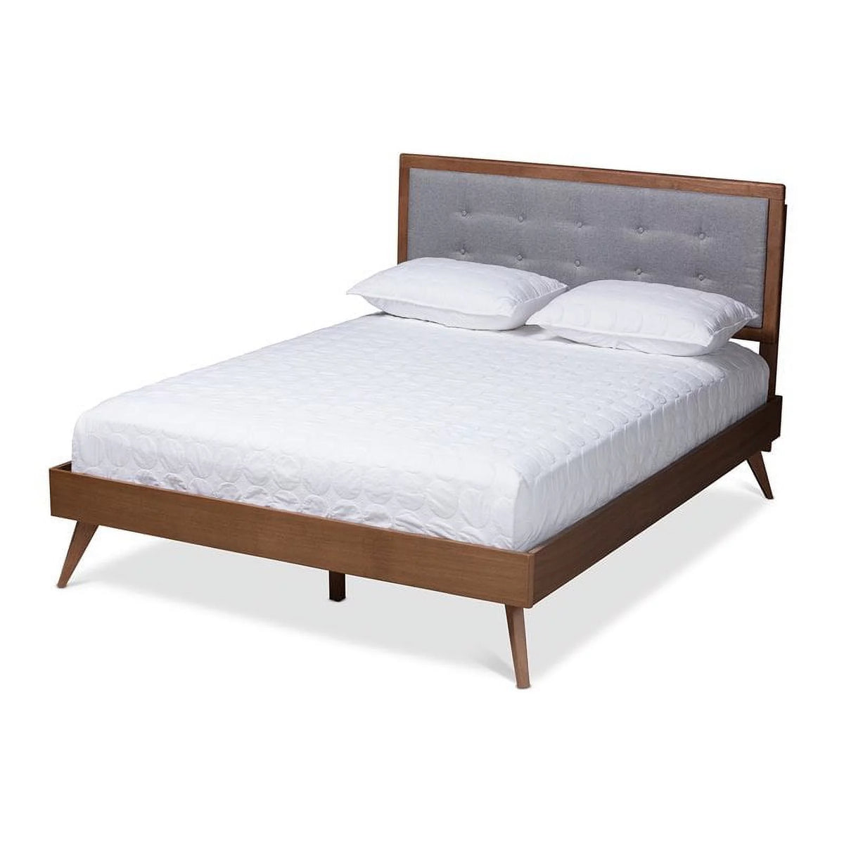 Mid-Century Wood Queen Platform Bed K381