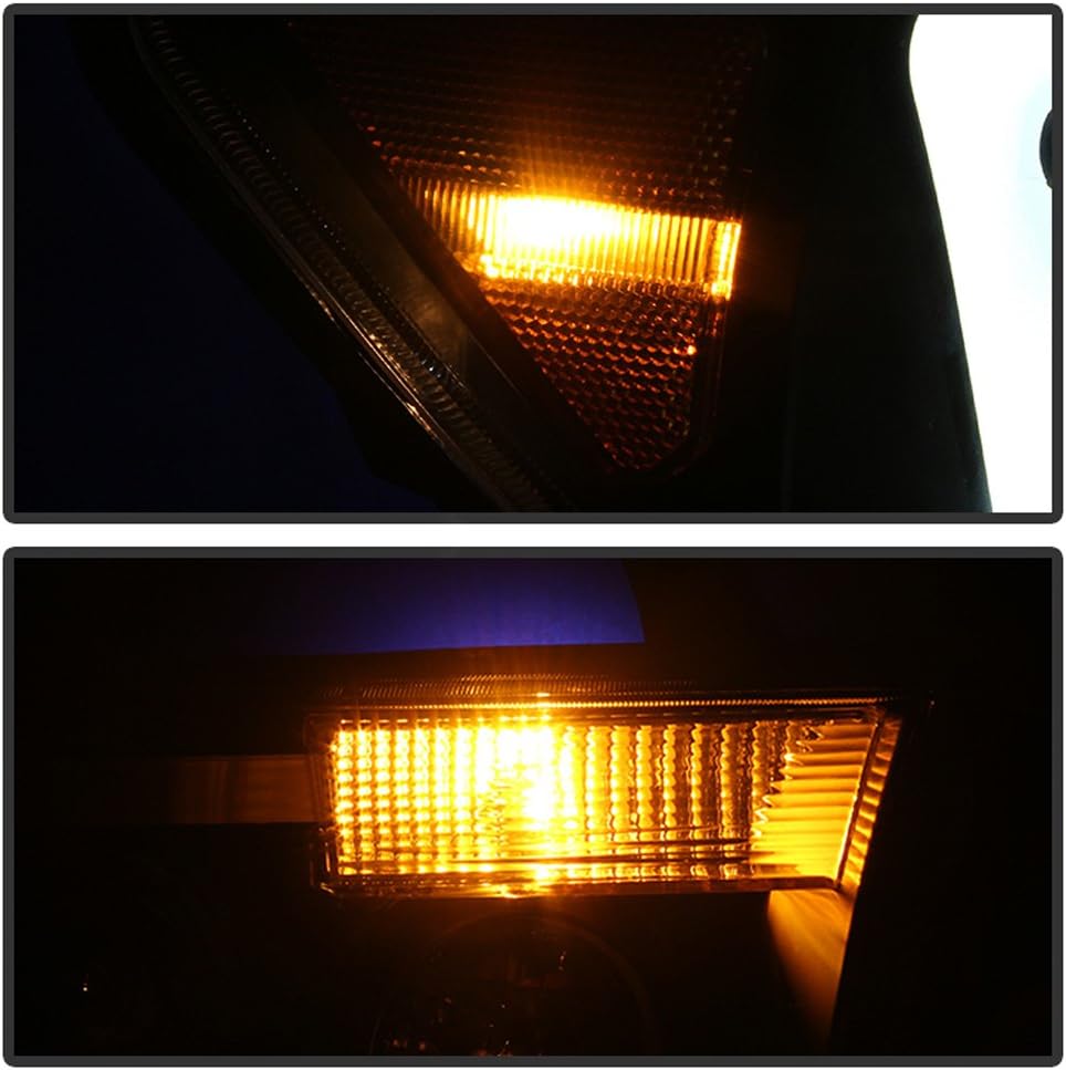 Black LED Tube Projector Headlights Pair M726