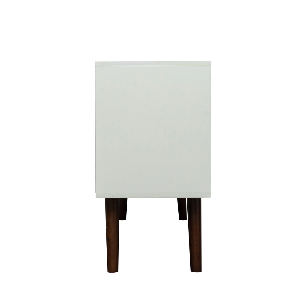 White Particle Board TV Stand with Storage and 2 Shelves F82002
