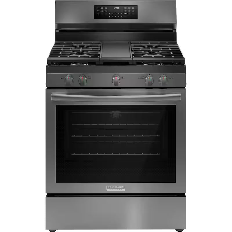 30 in. 5 Burner Freestanding Gas Range in Black Stainless Steel with True Convection and Air Fry J18013