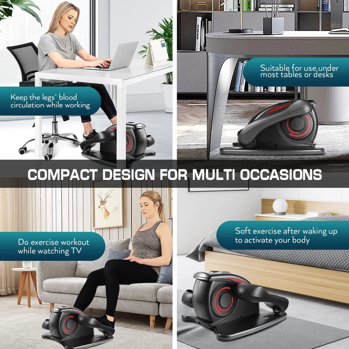 Under Desk Elliptical Machine with LCD Monitor B590