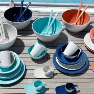 Salad Bowl & Cutlery Blue H792