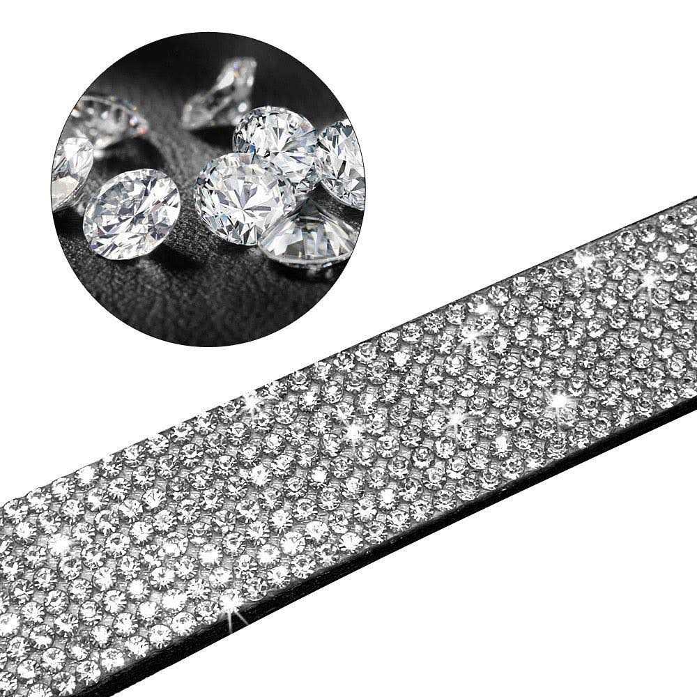 Rhinestone Soft Suede Leather Dog Collar A748