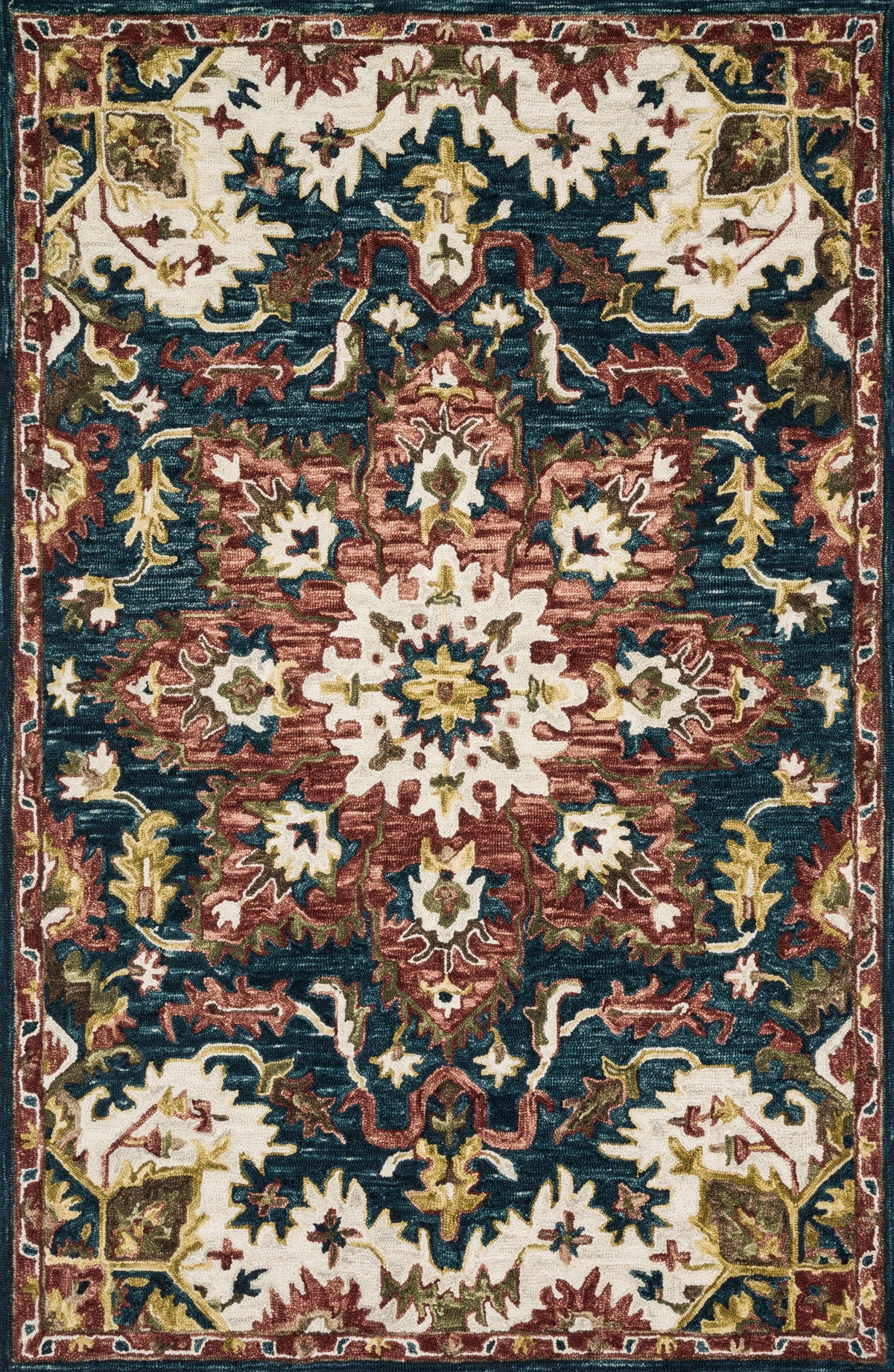Teal Raspberry Rug 7'9 x 9'9 G3850