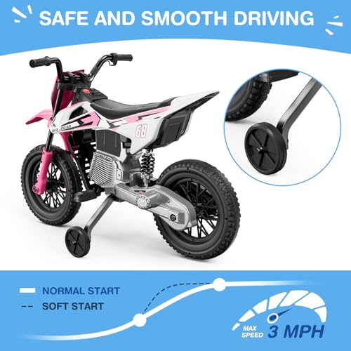 12V Kids Motorcycle with Training Wheels T747280