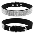Rhinestone Soft Suede Leather Dog Collar A748