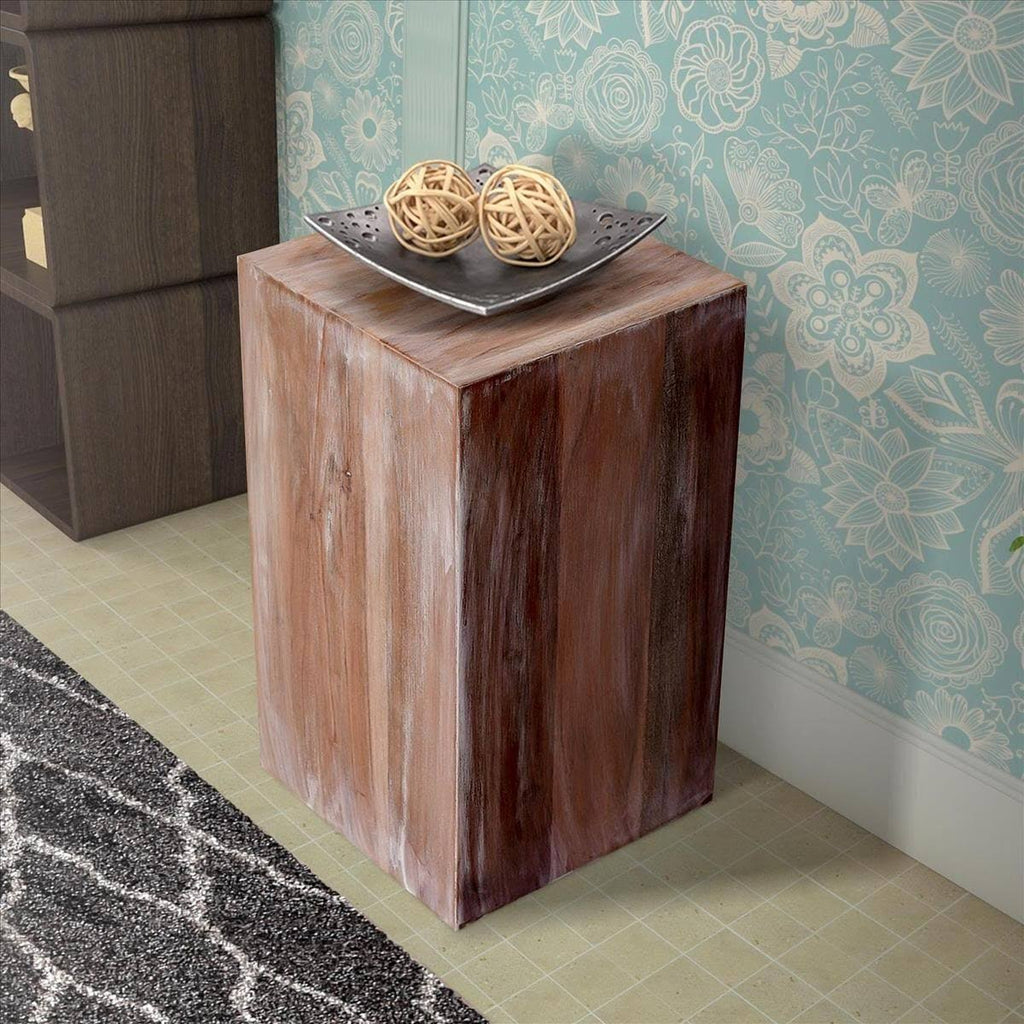 White Square Wooden End Table P4361