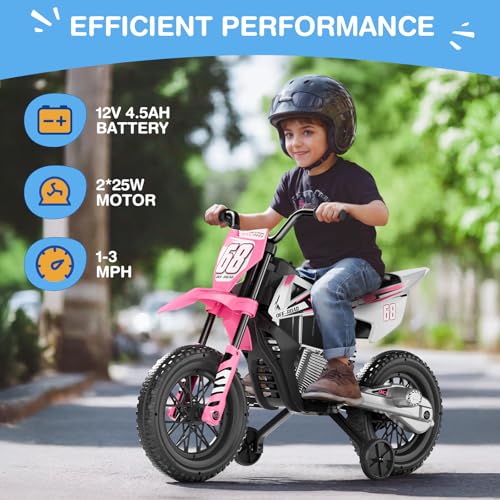 12V Kids Motorcycle with Training Wheels T747280