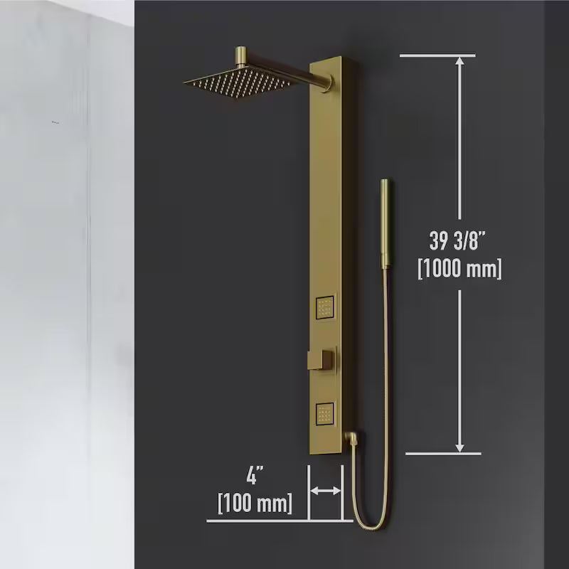 2-Jet Shower Panel System with Hand Shower Wand in Matte Brushed Gold W5417