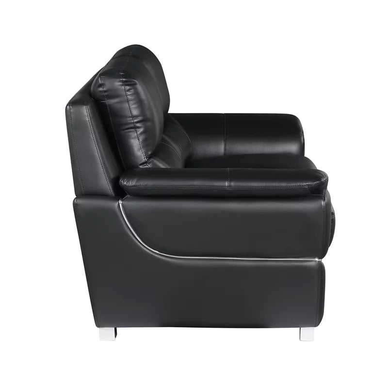 69" Modern Faux Leather Upholstered Loveseat in Black F207