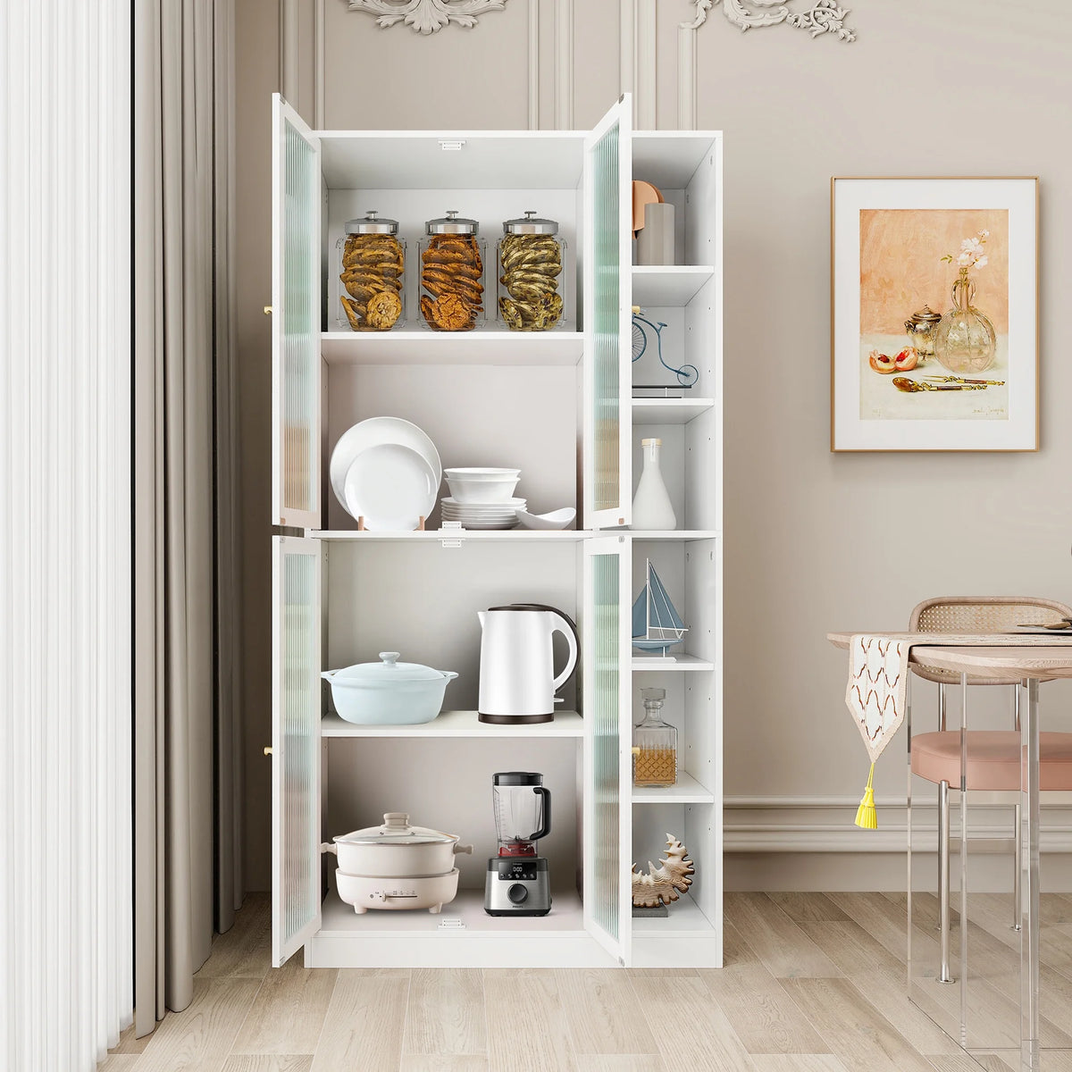 White Kitchen Storage Cabinet J6708