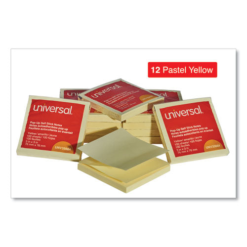 Yellow 3 X 3 Self-Stick Pop-Up Note Pads, 100-Sheet, 12/pack N1875