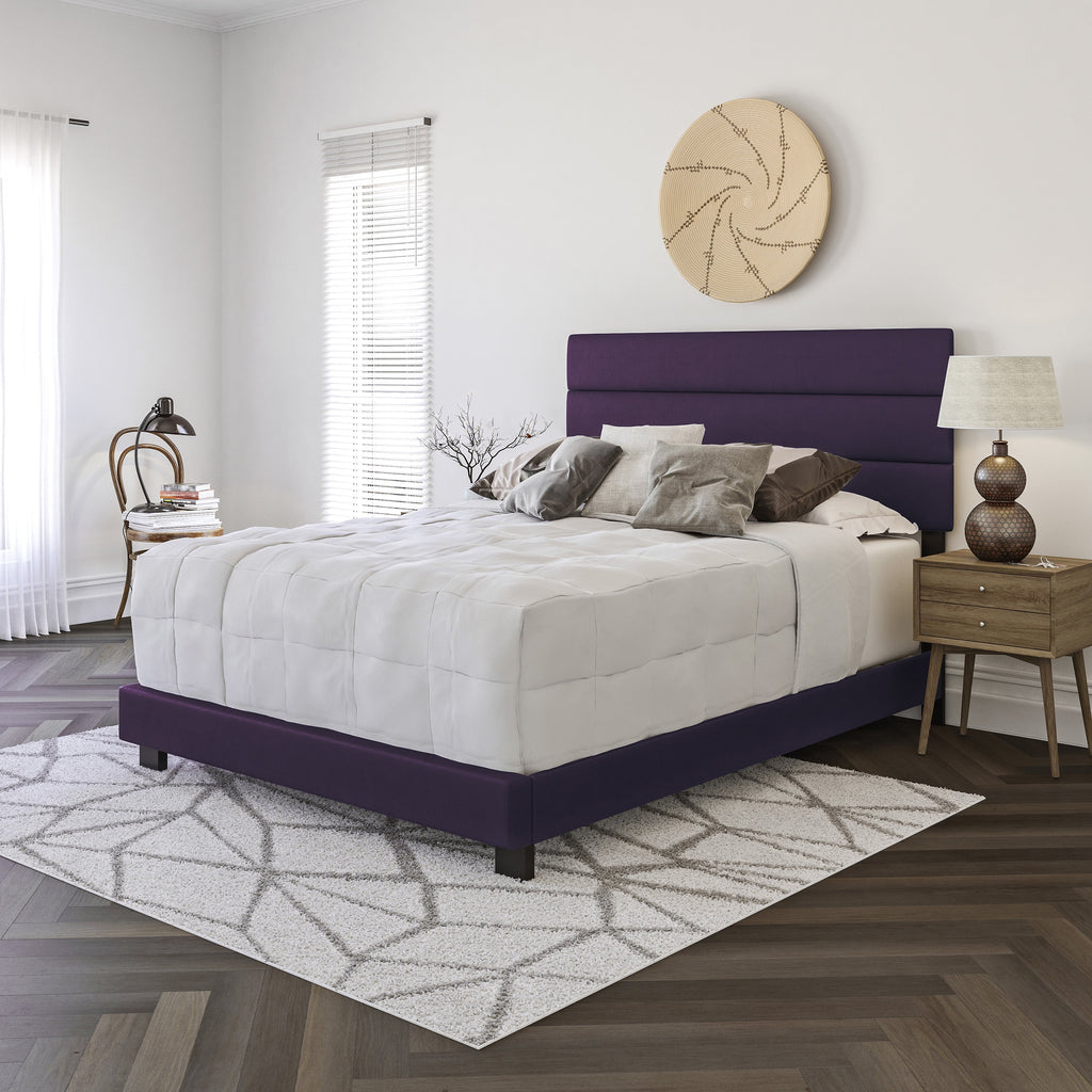 Black Faux Leather Upholstered Platform Bed Frame, Twin S699