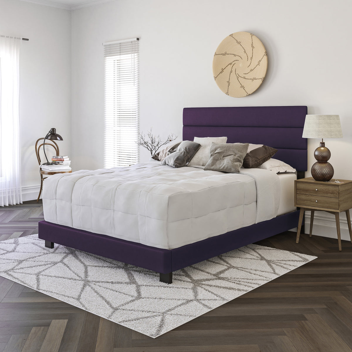 Black Faux Leather Upholstered Platform Bed Frame, Twin S699
