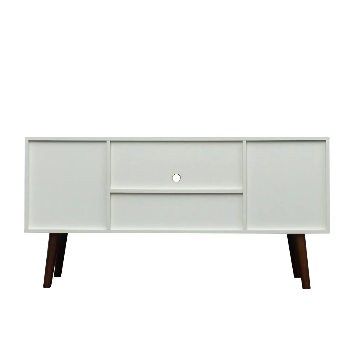 White Particle Board TV Stand with Storage and 2 Shelves F82002