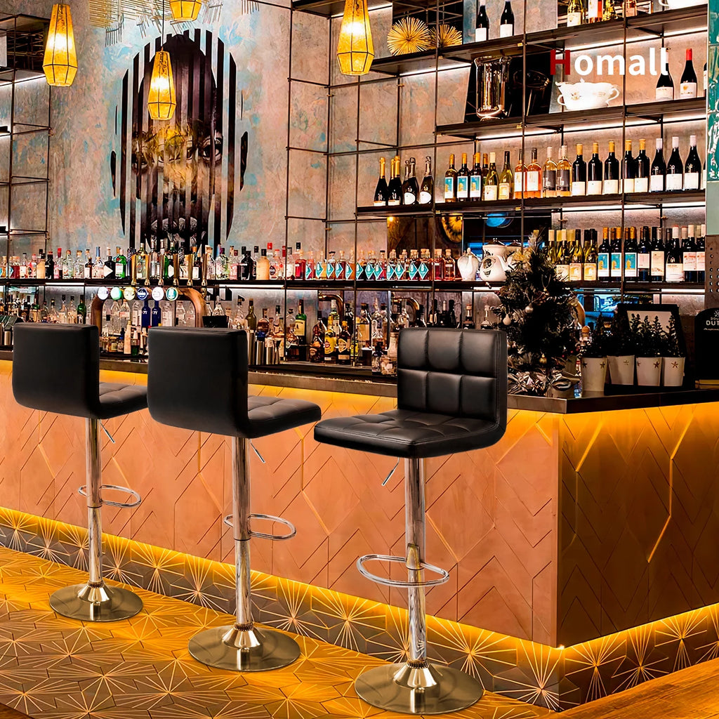 Set of 2 Black Adjustable Swivel Bar Stools B534