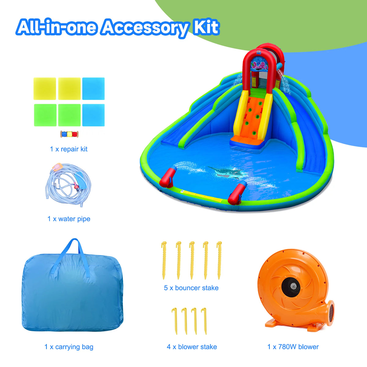 Inflatable Wet & Dry Bounce House with Blower U4947