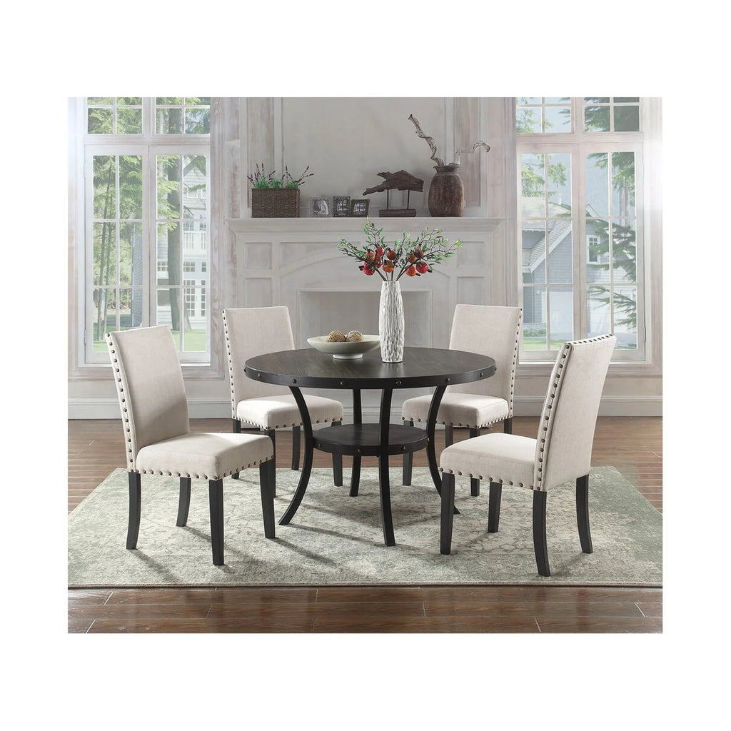 Solid Wood Dining Side Chair Antique Black Set of 2 E6683