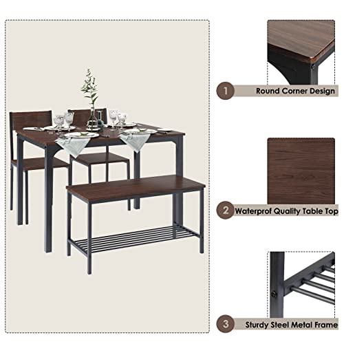4-Piece Kitchen Table and 2 Chairs with Bench M849