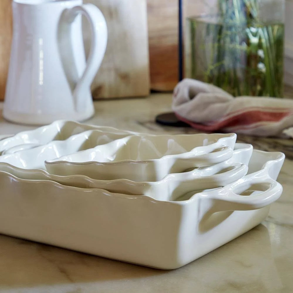 Red Ruffled Rectangular Baker L807155