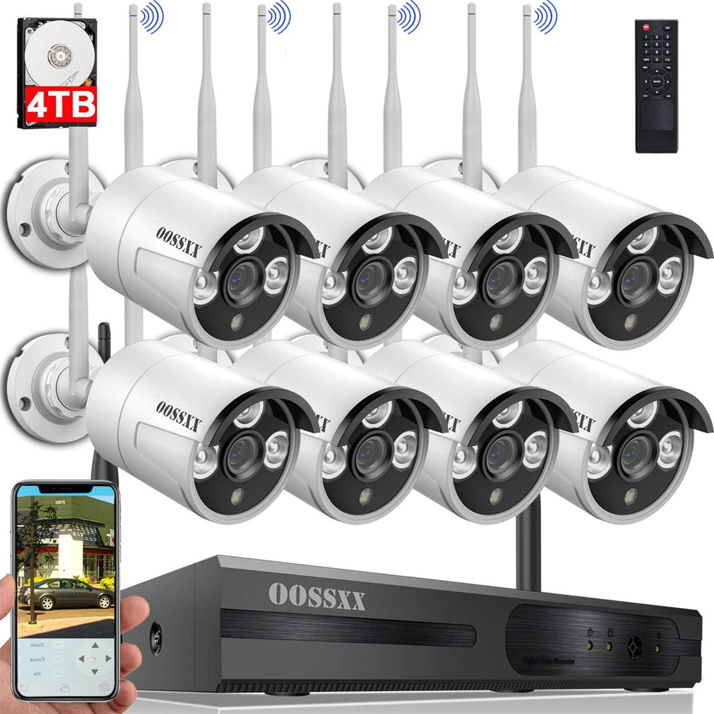 3K 5.0MP 1944P Wireless Security Camera System with 4TB Hard Drive and 8 Cameras Y438577