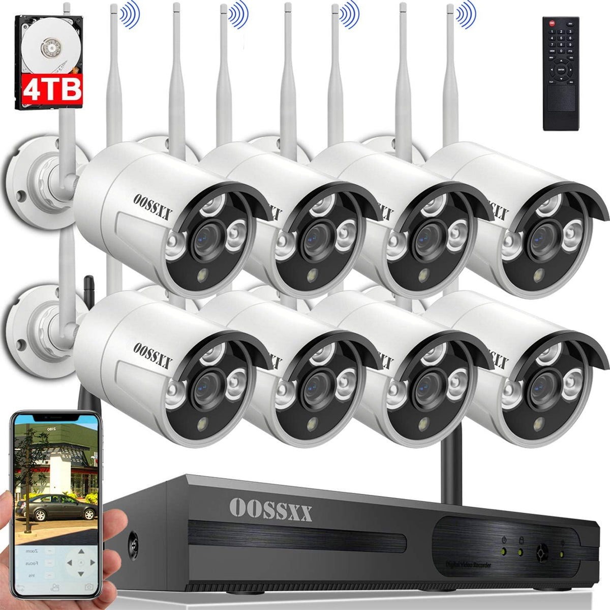 3K 5.0MP 1944P Wireless Security Camera System with 4TB Hard Drive and 8 Cameras Y438577