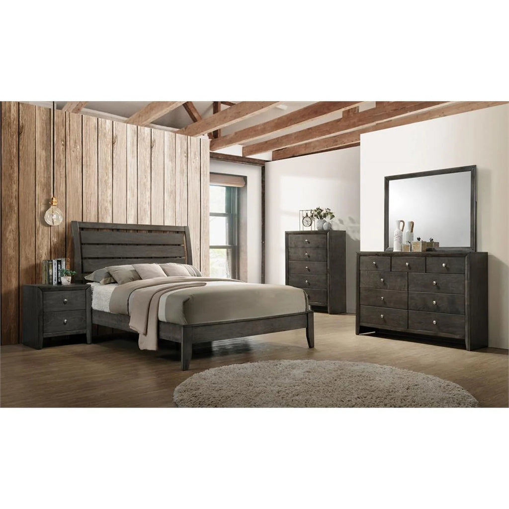 Mod Gray Wood Eastern King Panel Bed G511