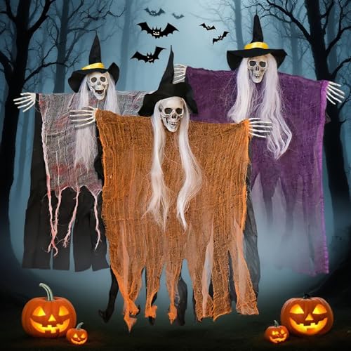 3 Pack Skeleton Ghosts Hanging Halloween Decorations D62055