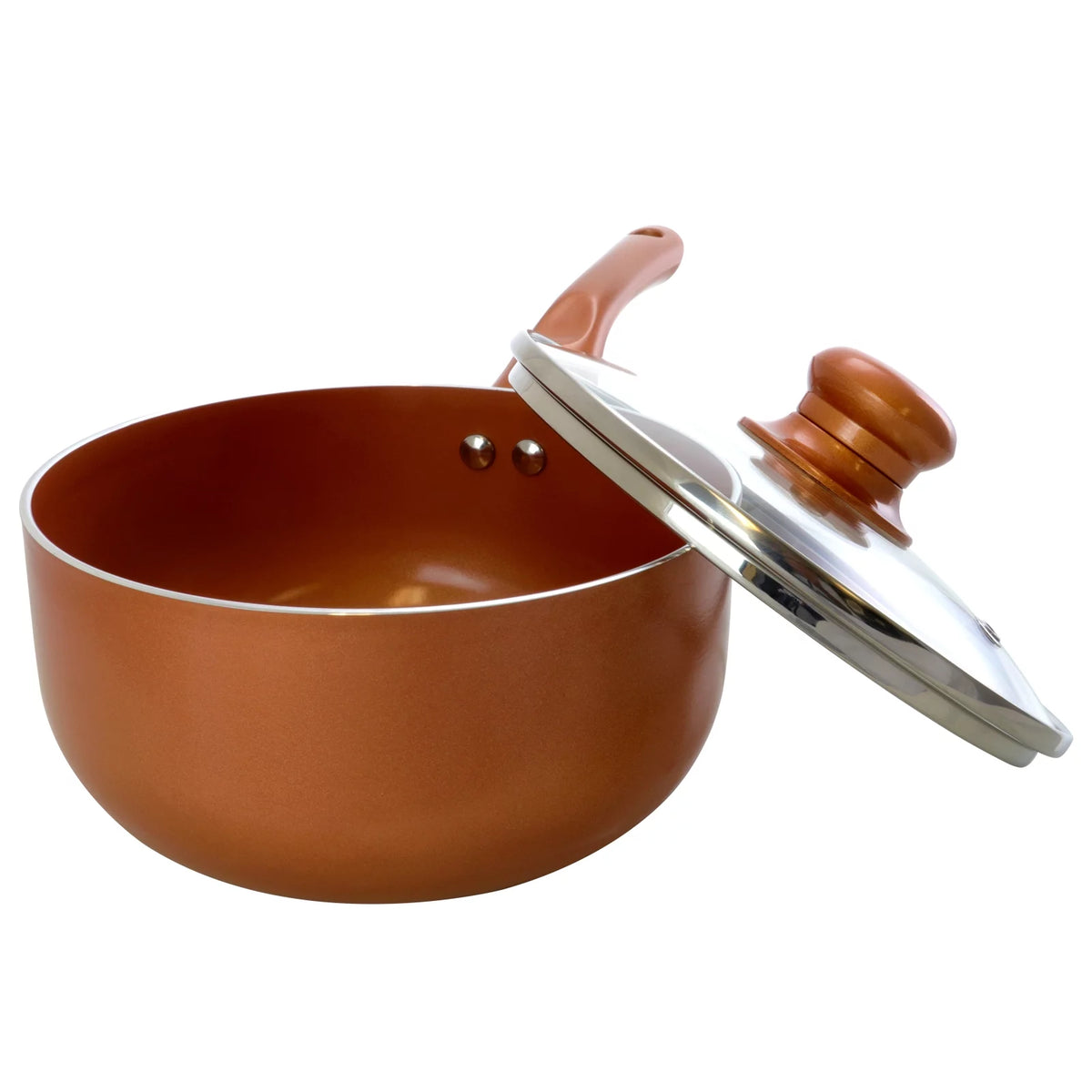 1.5 Qt. Copper Colored Ceramic Coated Saucepan with Glass Lid P860936