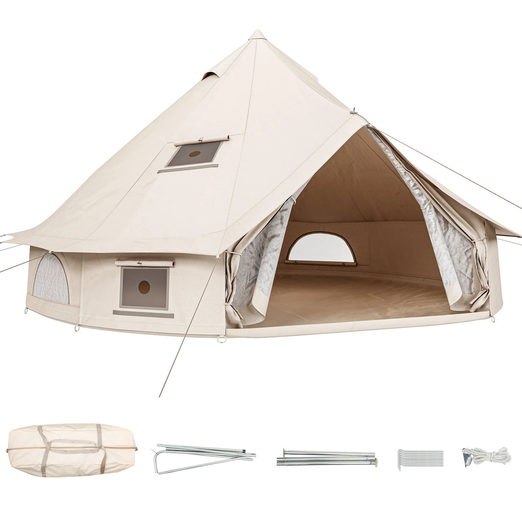 4 Seasons Waterproof Cotton Camping Tent with Stove Jacks E27978