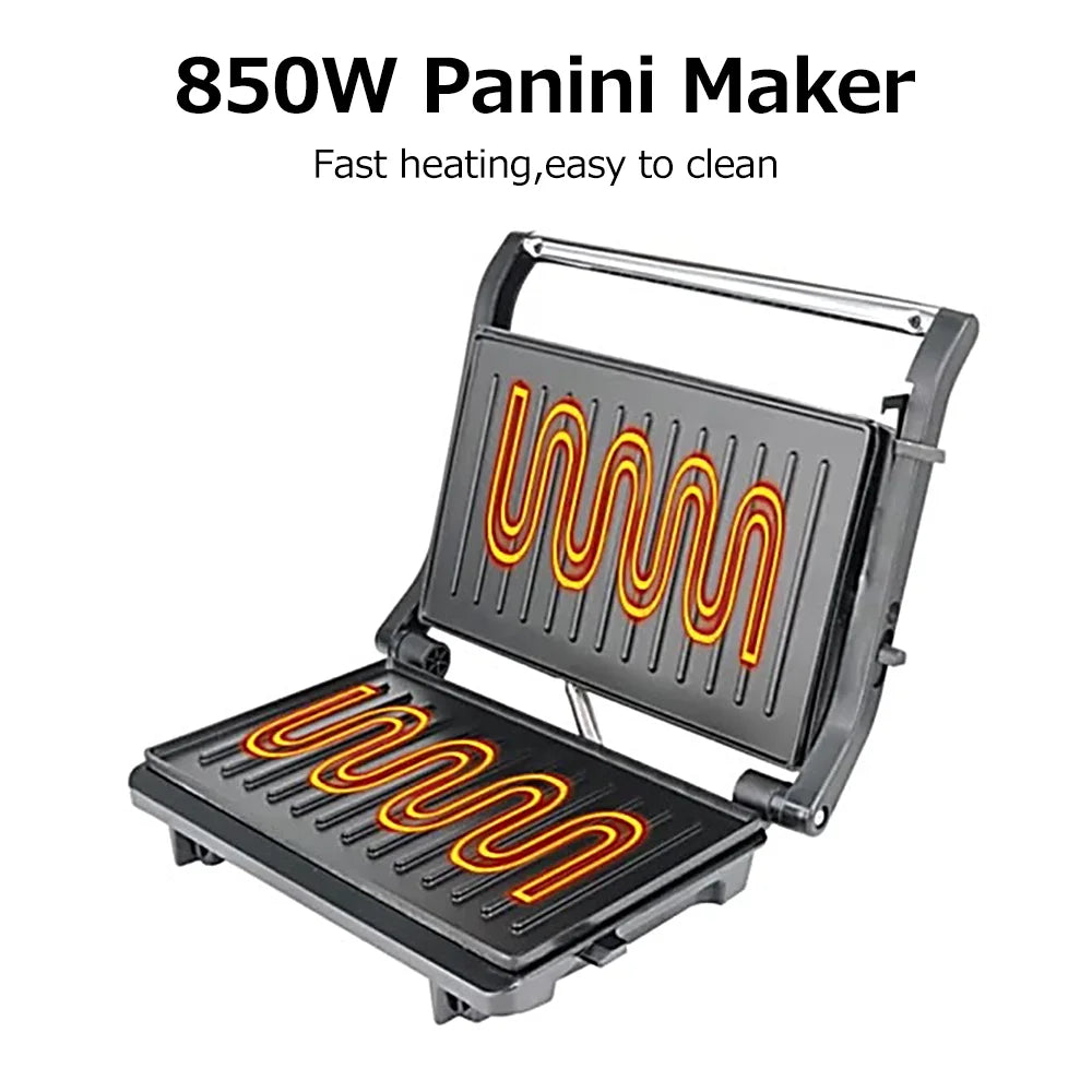 Stainless Steel 850W Nonstick Panini Maker Sandwich Machine A6090