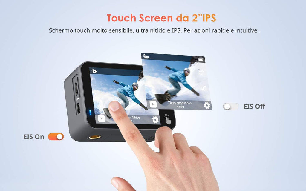 Native 4K 60fps 20MP Touch Screen Wi-Fi Action Sports Camera with 40M Waterproof Case Y8964
