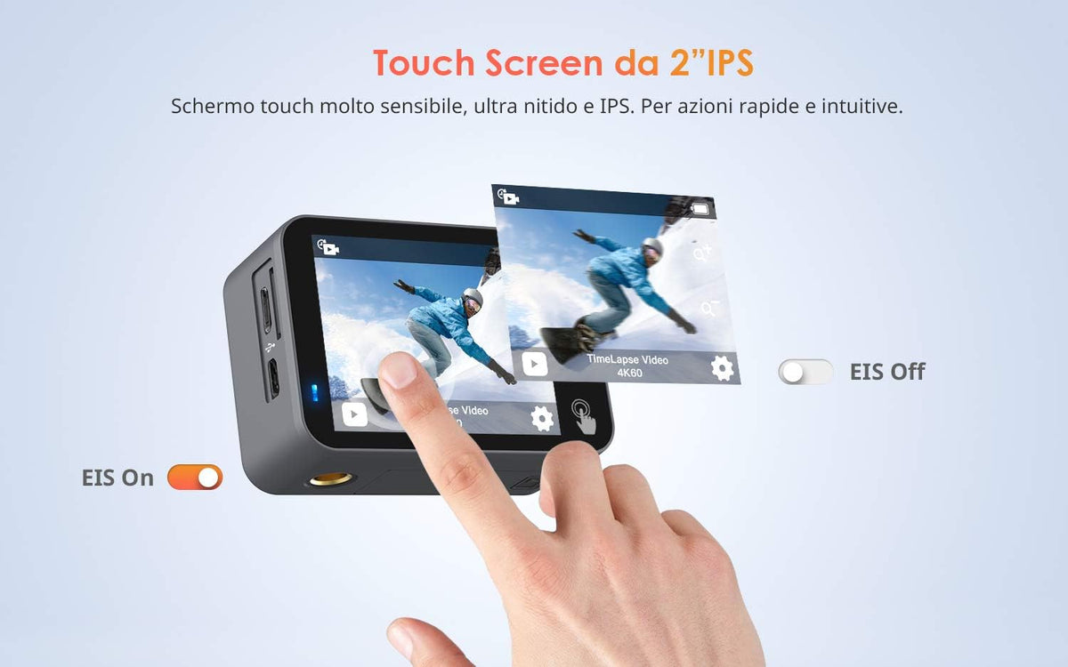 Native 4K 60fps 20MP Touch Screen Wi-Fi Action Sports Camera with 40M Waterproof Case Y8964