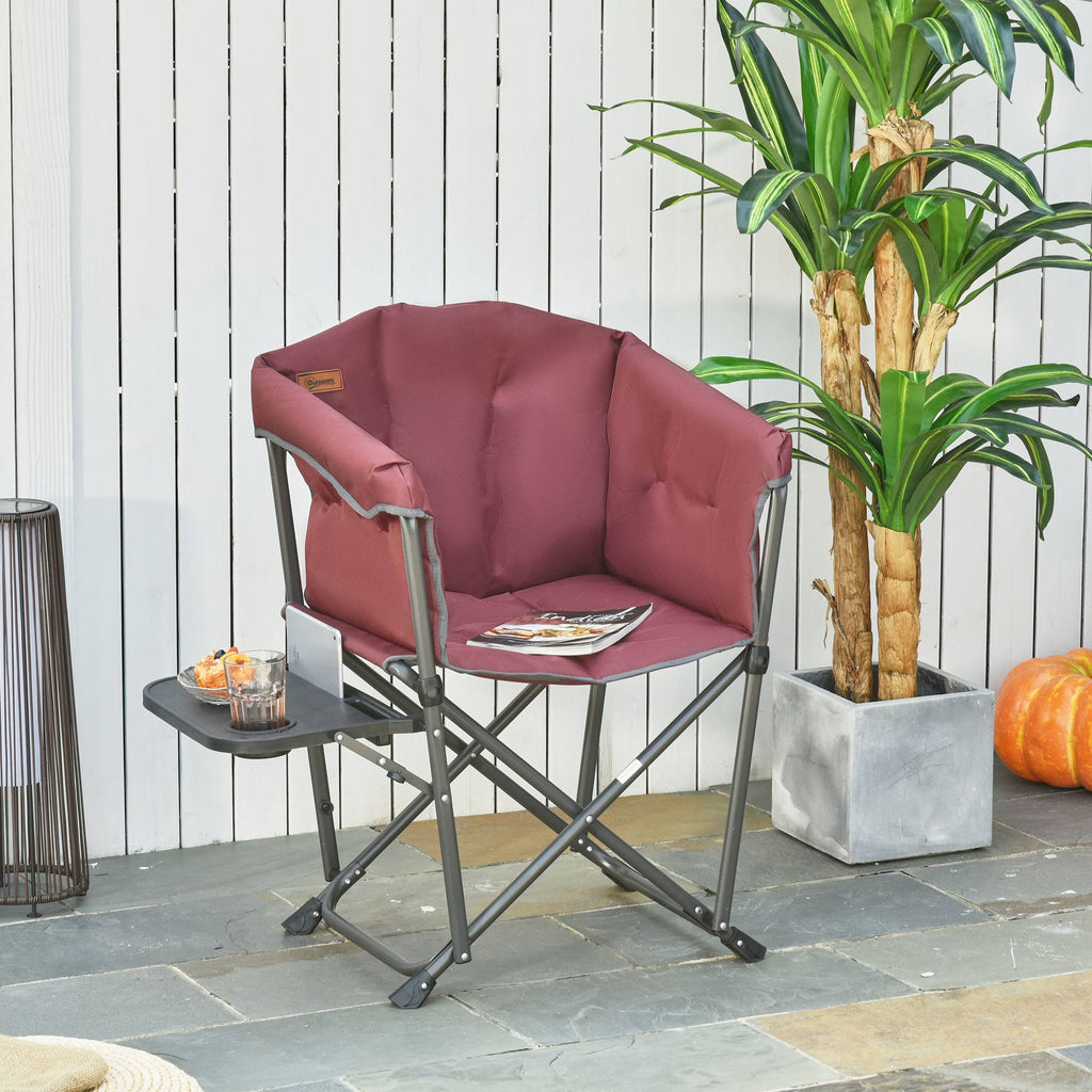 Red Oversize Padded Director Chair with Side Table O890673