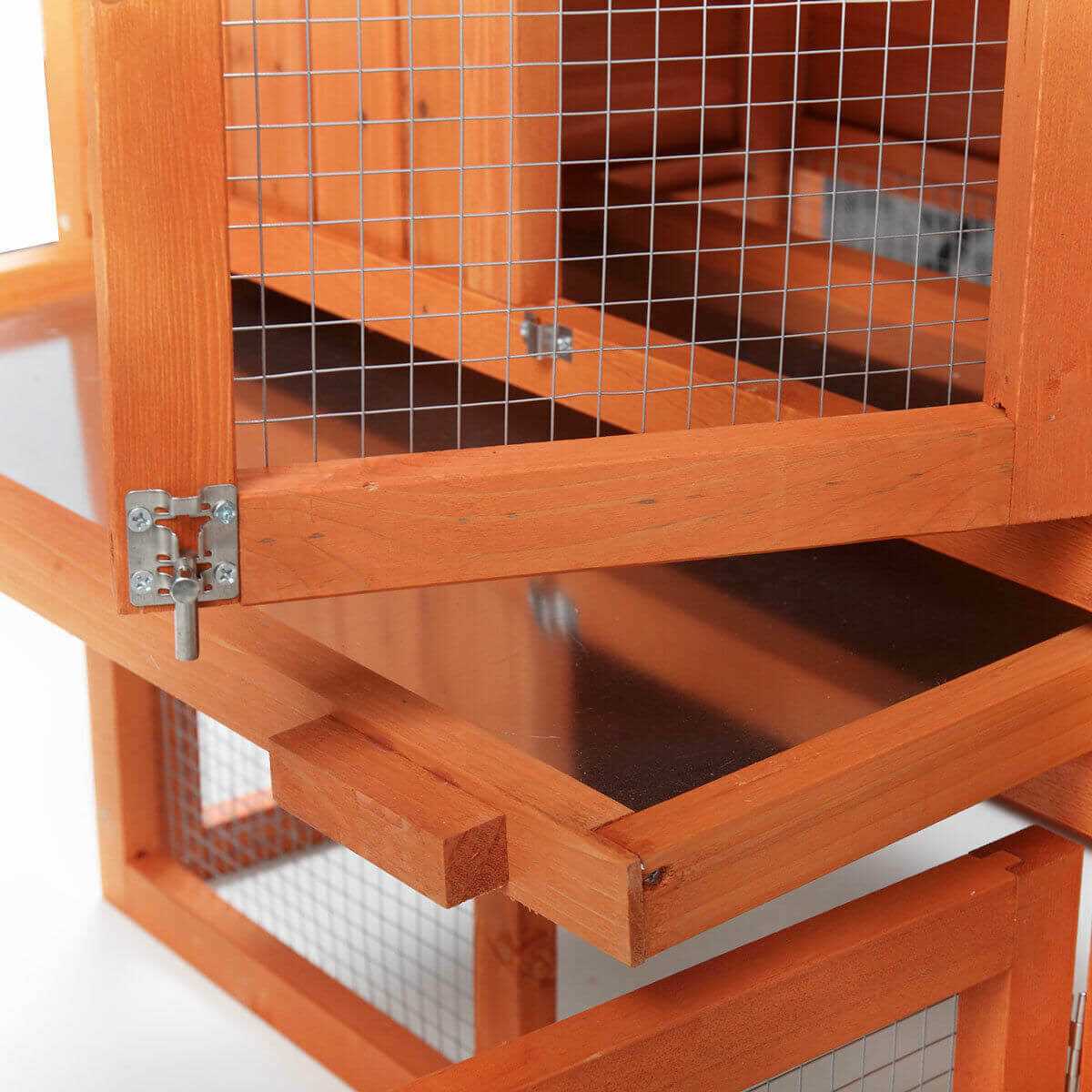 2-Tier Outdoor Wooden Rabbit Hutch with Ramp D166748