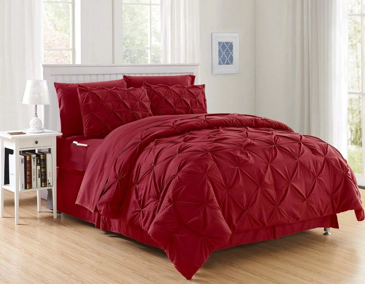Burgundy 8-Piece Pinch Pleated Comforter Set King G209511