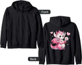 Pink & White Cartoon Zip Hoodie V898454
